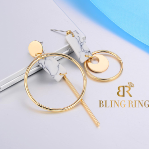 Golden Geo Marble Earrings